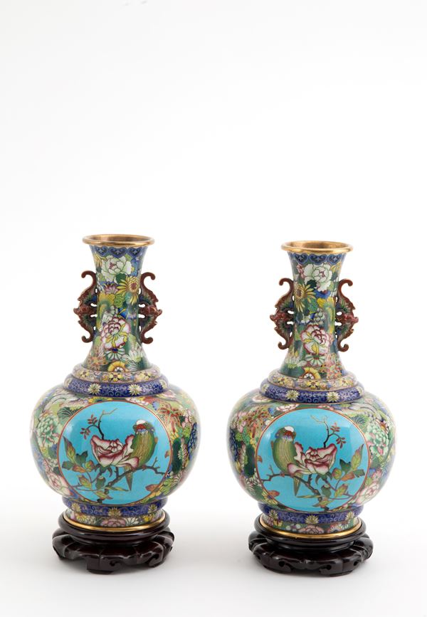 Pair of cloisonné vases