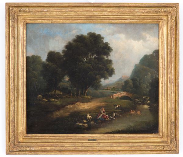 Painting &quot;LANDSCAPE WITH CHARACTERS&quot;