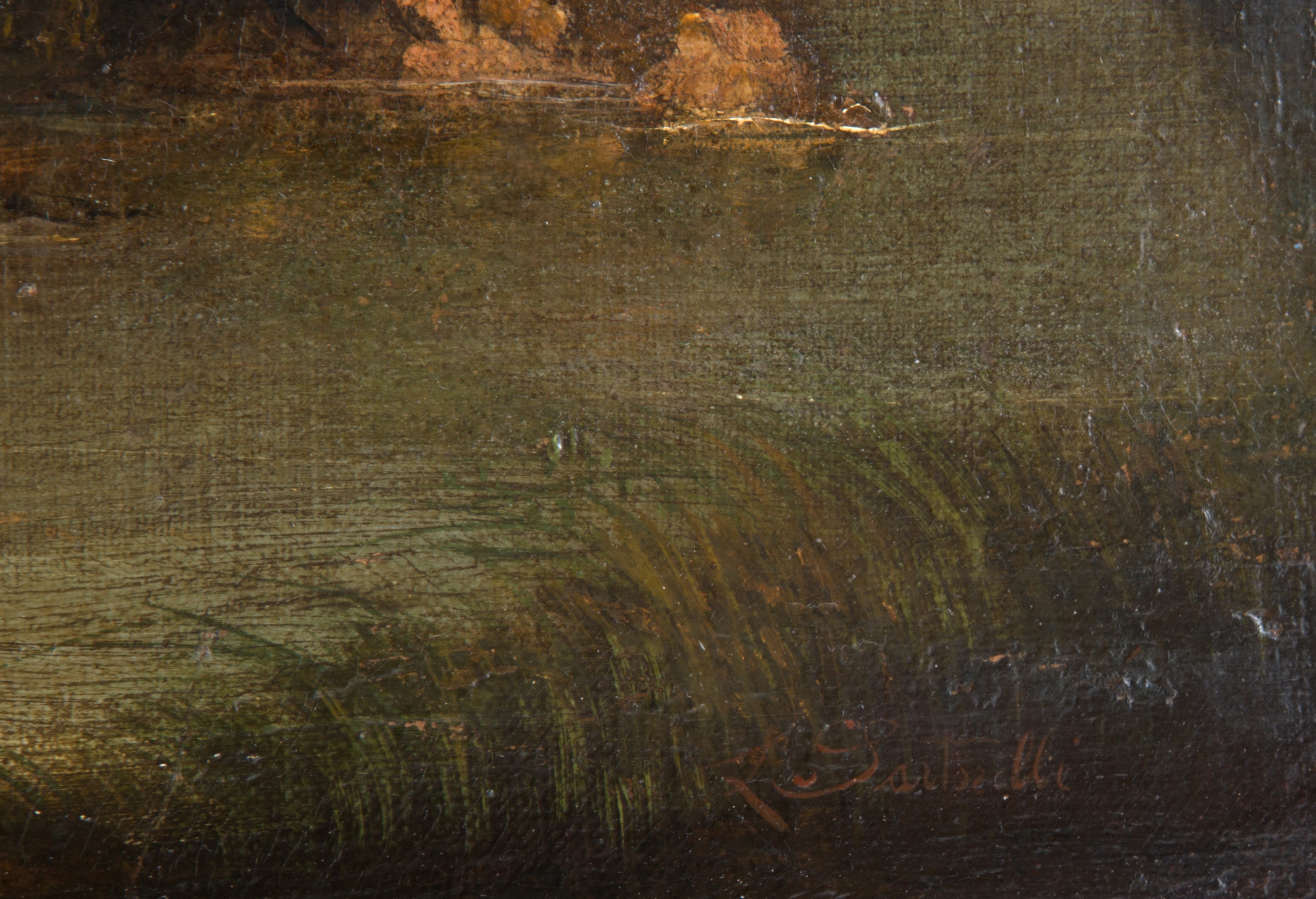 Dipinto "PAESAGGIO CON PERSONAGGI"