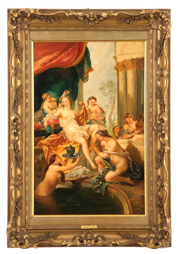 THEODORE CERIEZ - Painting "WOMEN AT THE BATH"