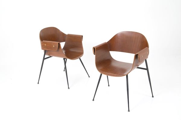 CARLO RATTI - Pair of armchairs for LEGNI CURVATI