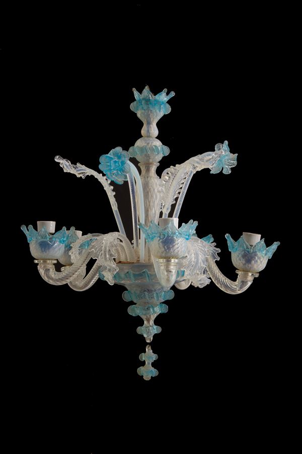 Chandelier with blue finishes