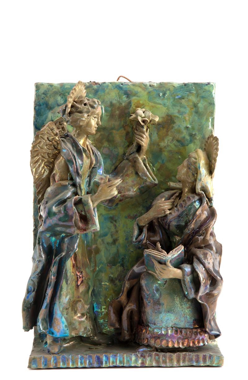 Giuseppe Bonaccorso - Placca Invetriata "annunciazione". Caltagirone