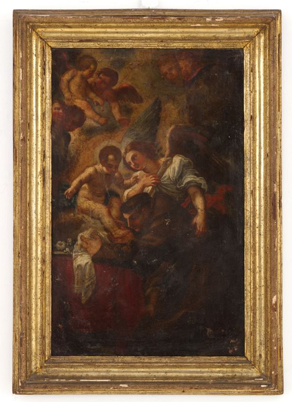 Dipinto "SANT'ANTONIO DA PADOVA CON GESU' BAMBINO E ANGELO"