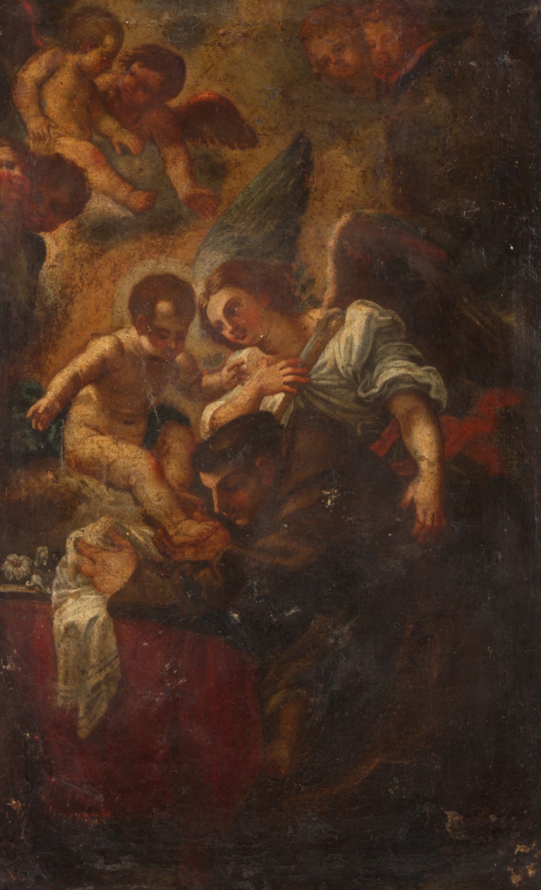 Dipinto "SANT'ANTONIO DA PADOVA CON GESU' BAMBINO E ANGELO"
