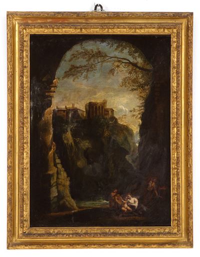 Dipinto "paesaggio con Venere e Vulcano"