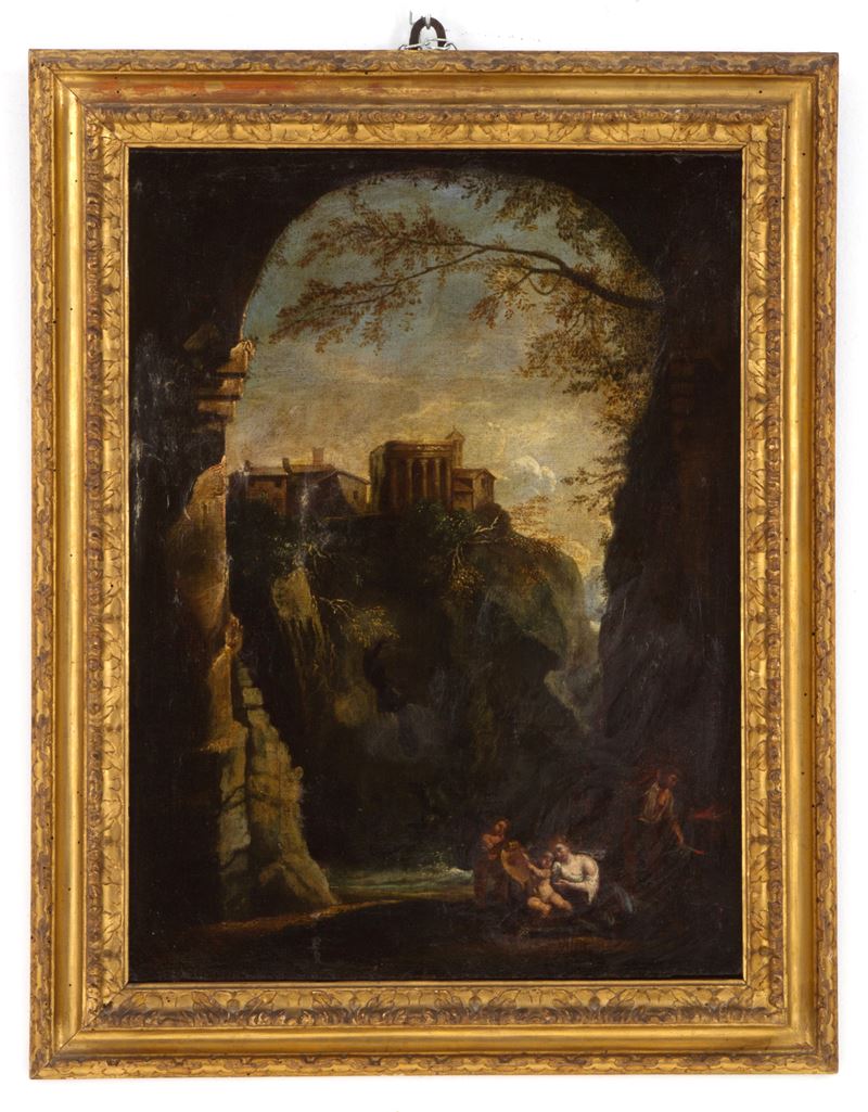 Dipinto "paesaggio con Venere e Vulcano"