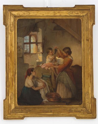 Dipinto "interno con Bambine"