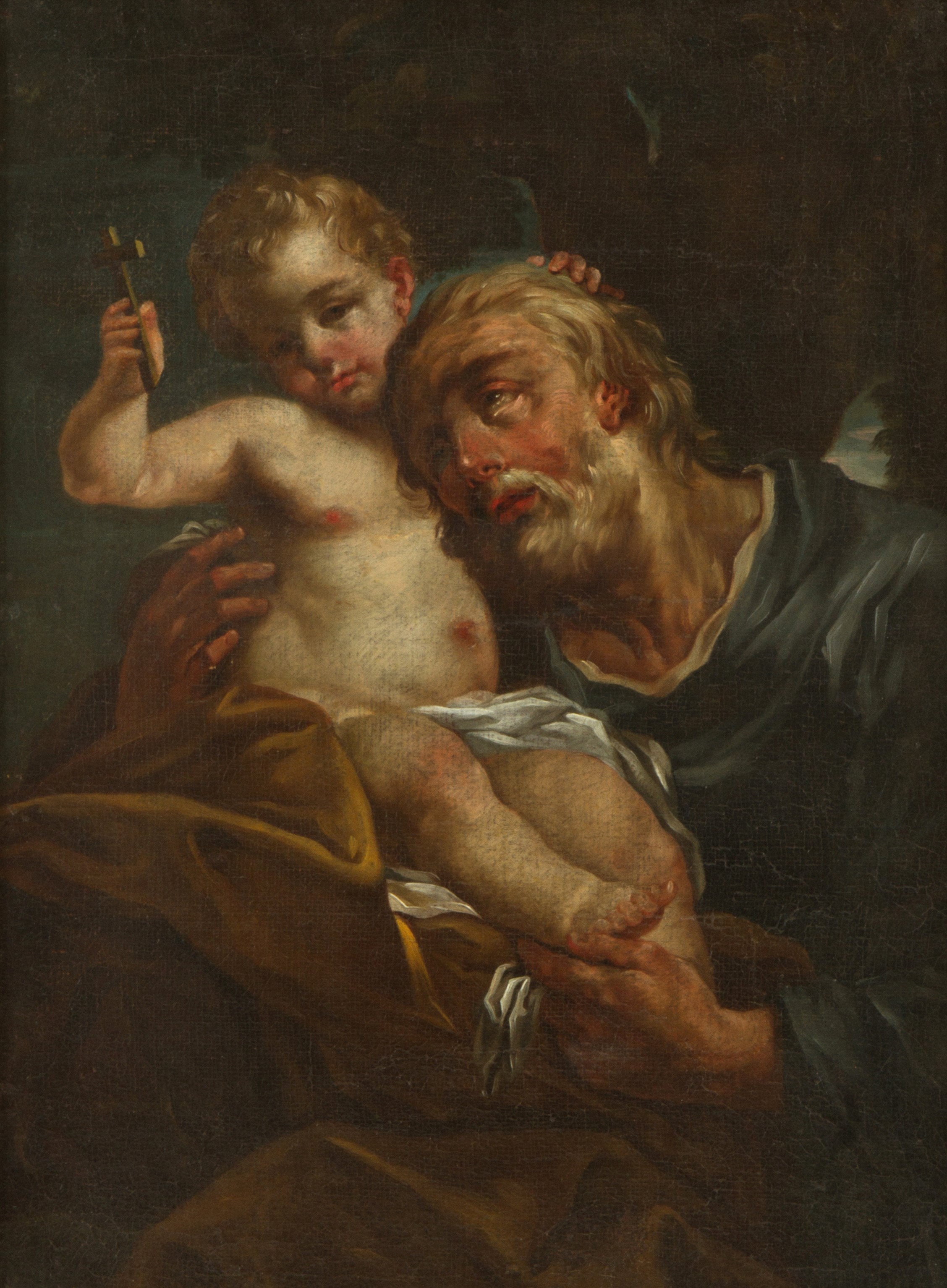 Dipinto "SAN GIUSEPPE CHE ABBRACCIA IL PICCOLO GESU' "