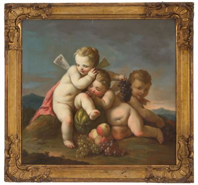 Dipinto "tre Amorini con Frutta"