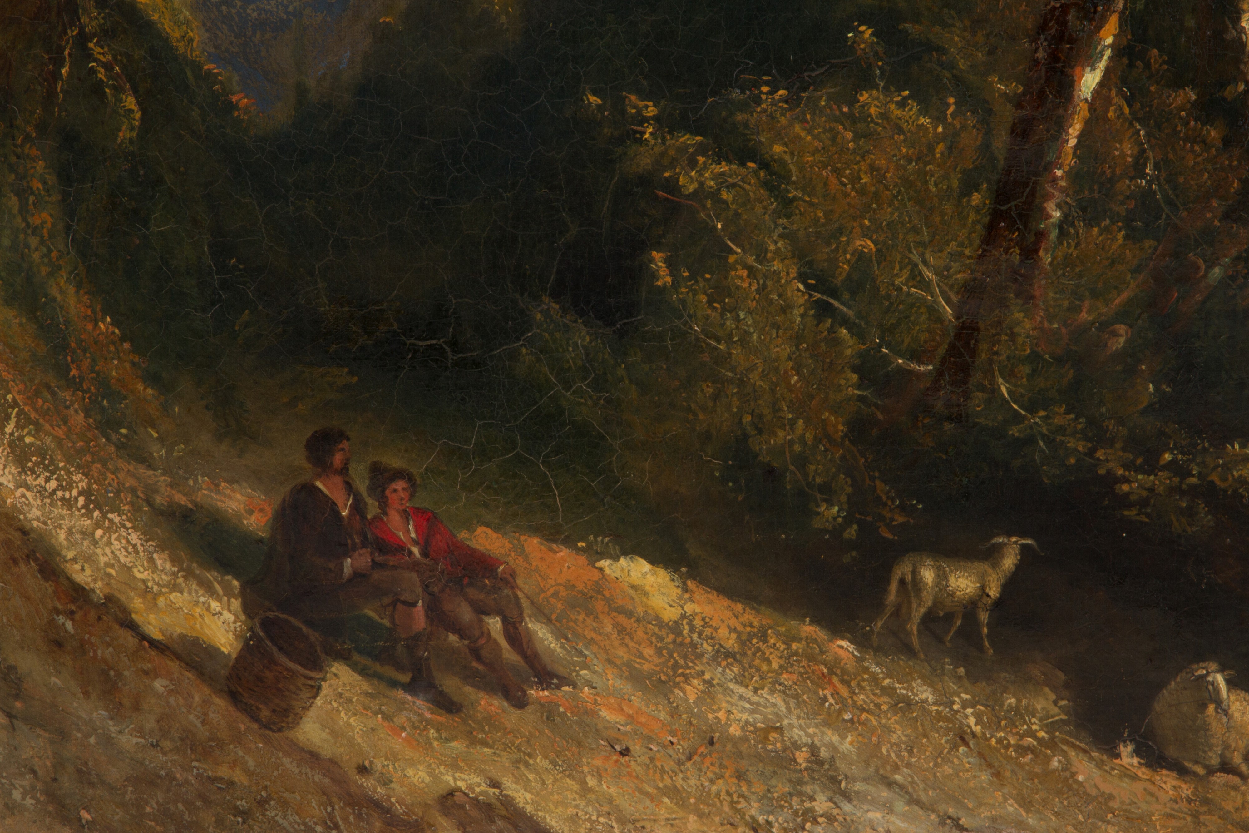 Dipinto "costiera Napoletana con Personaggi e Animali"