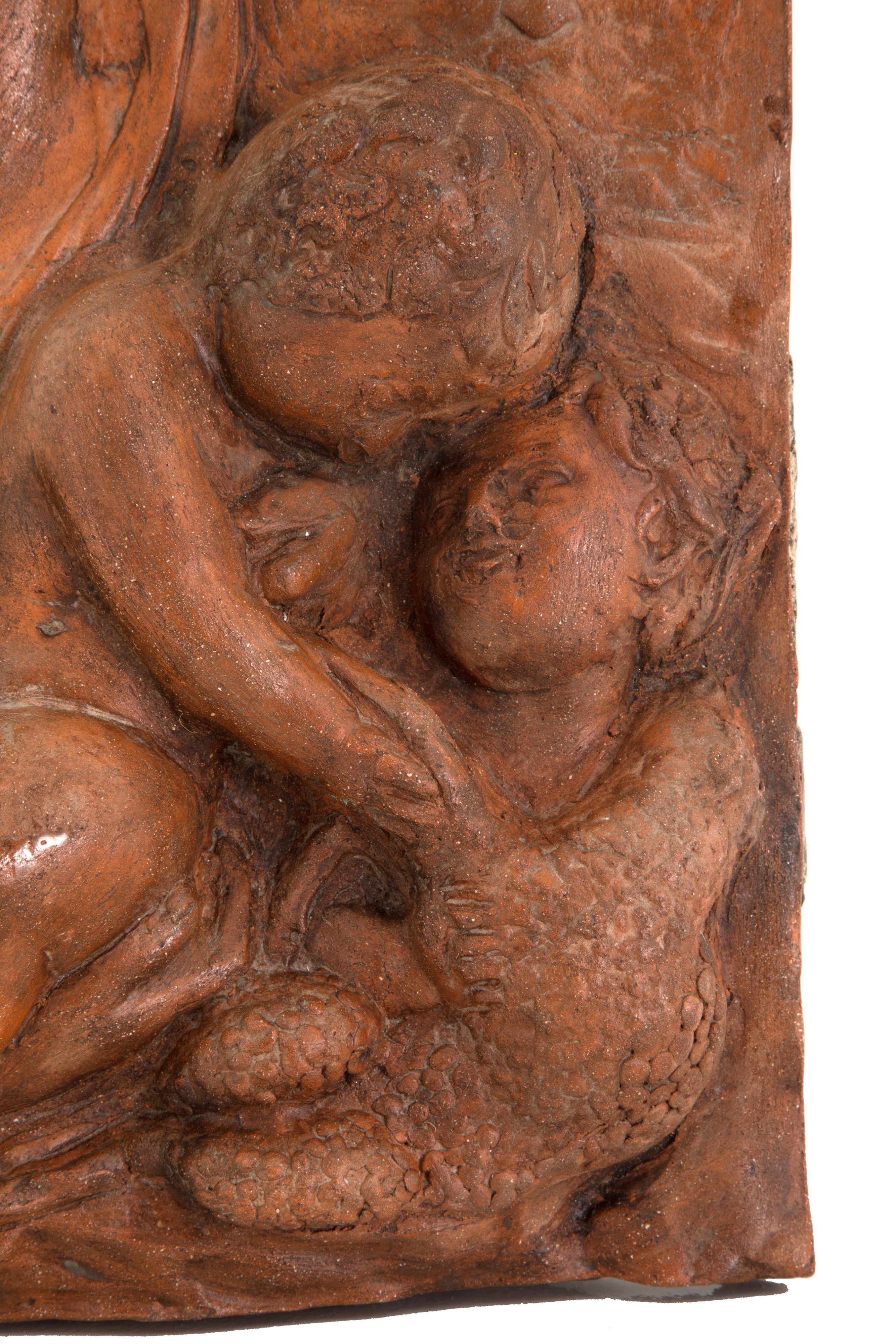 Placca in Terracotta "madonna con Bambino e San Giovannino"
