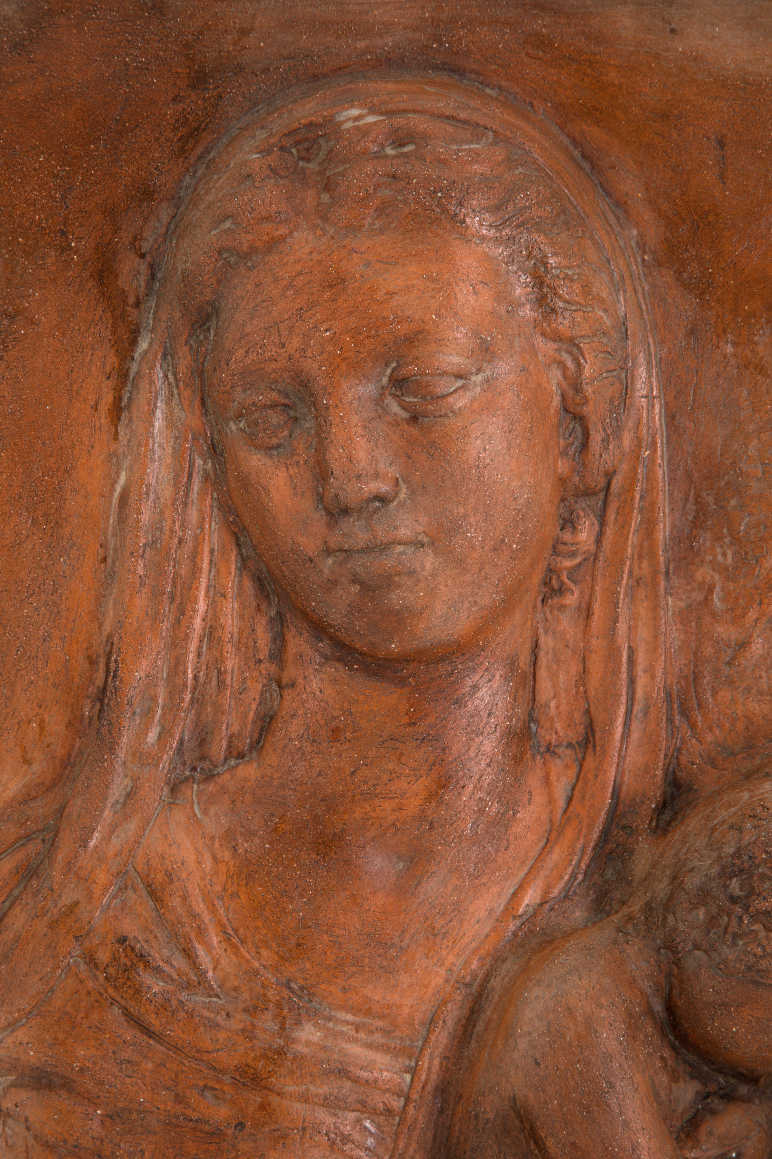Placca in Terracotta "madonna con Bambino e San Giovannino"