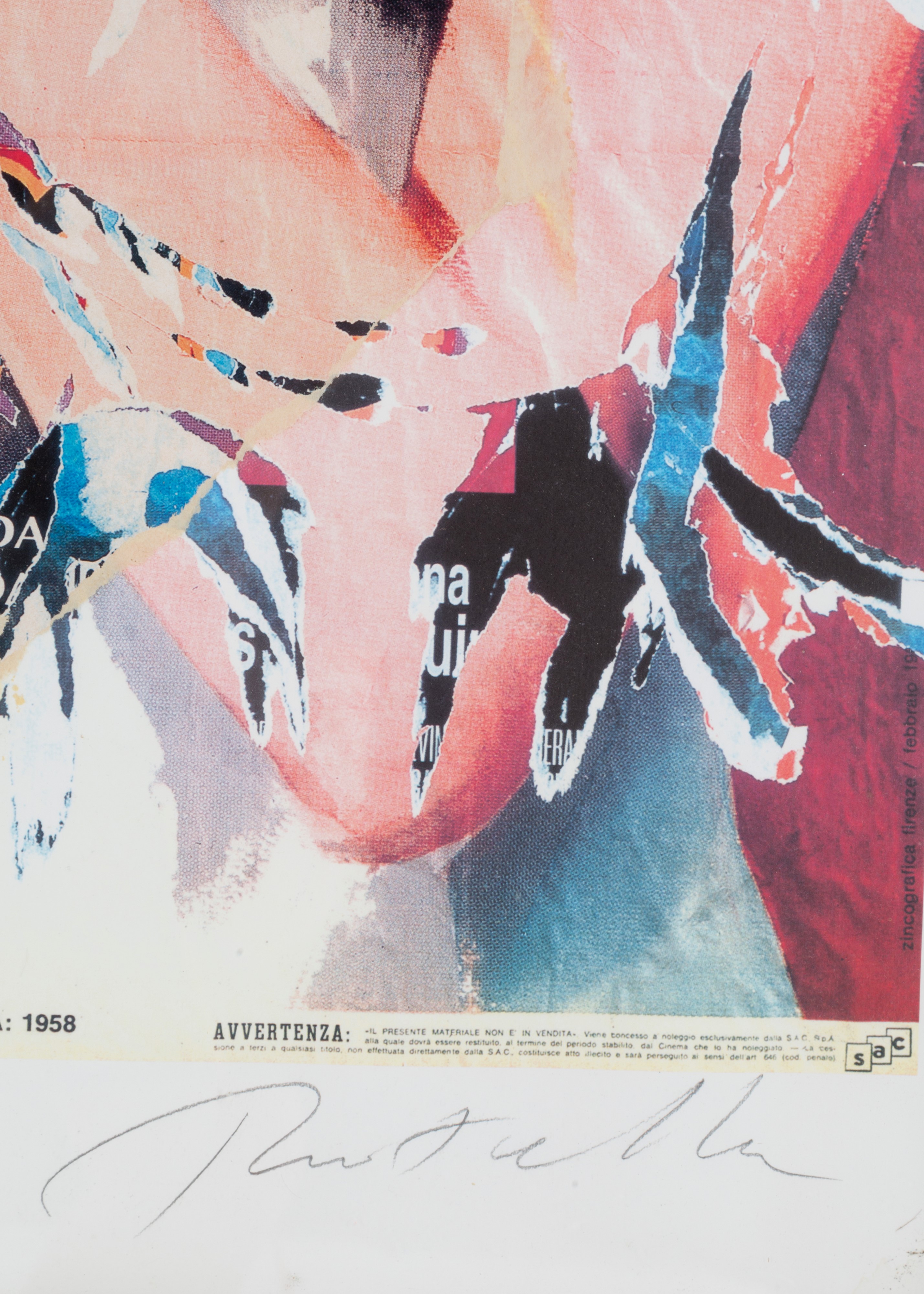 Mimmo Rotella - Litografia "la Gatta sul Tetto che Scotta"