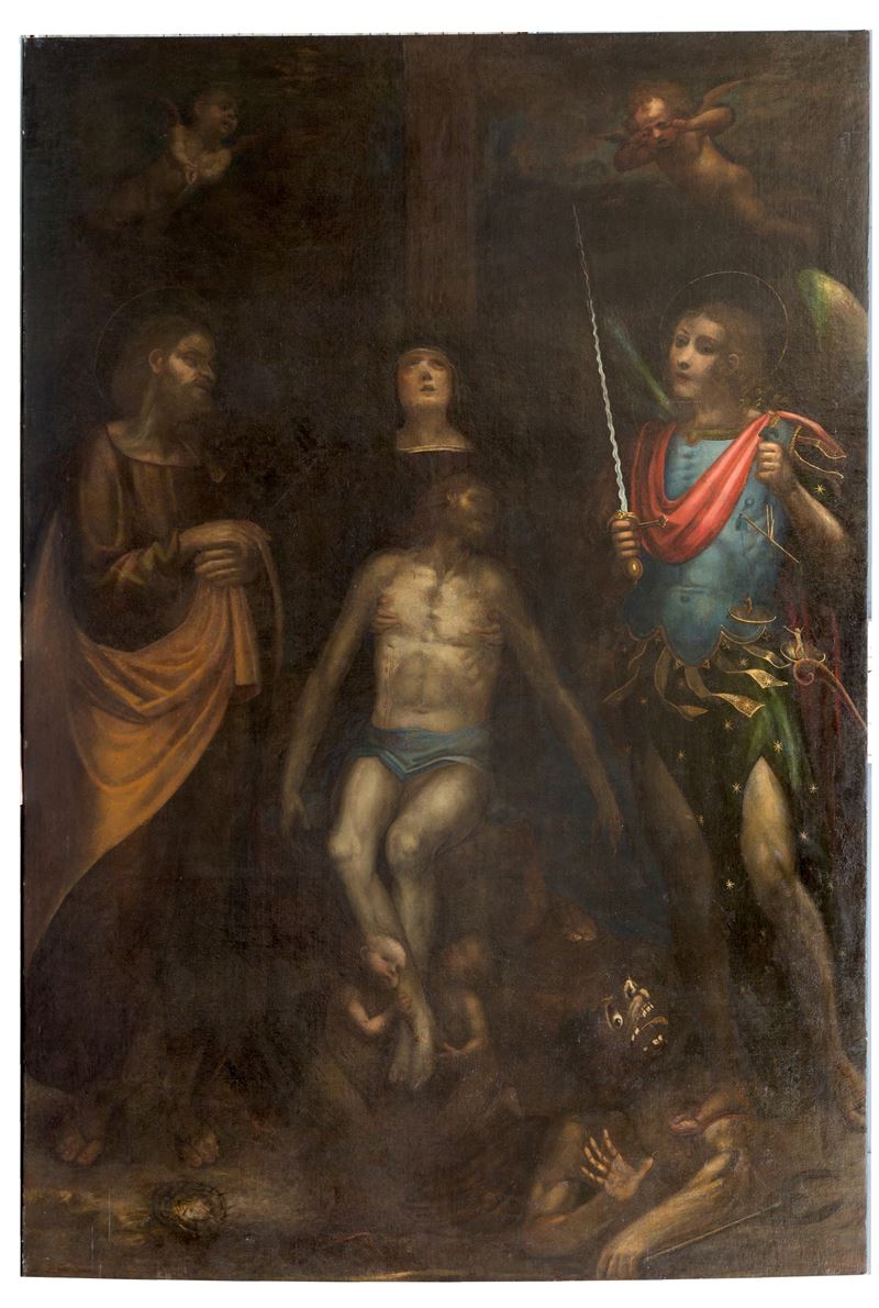 Dipinto "pieta' con Santi"
