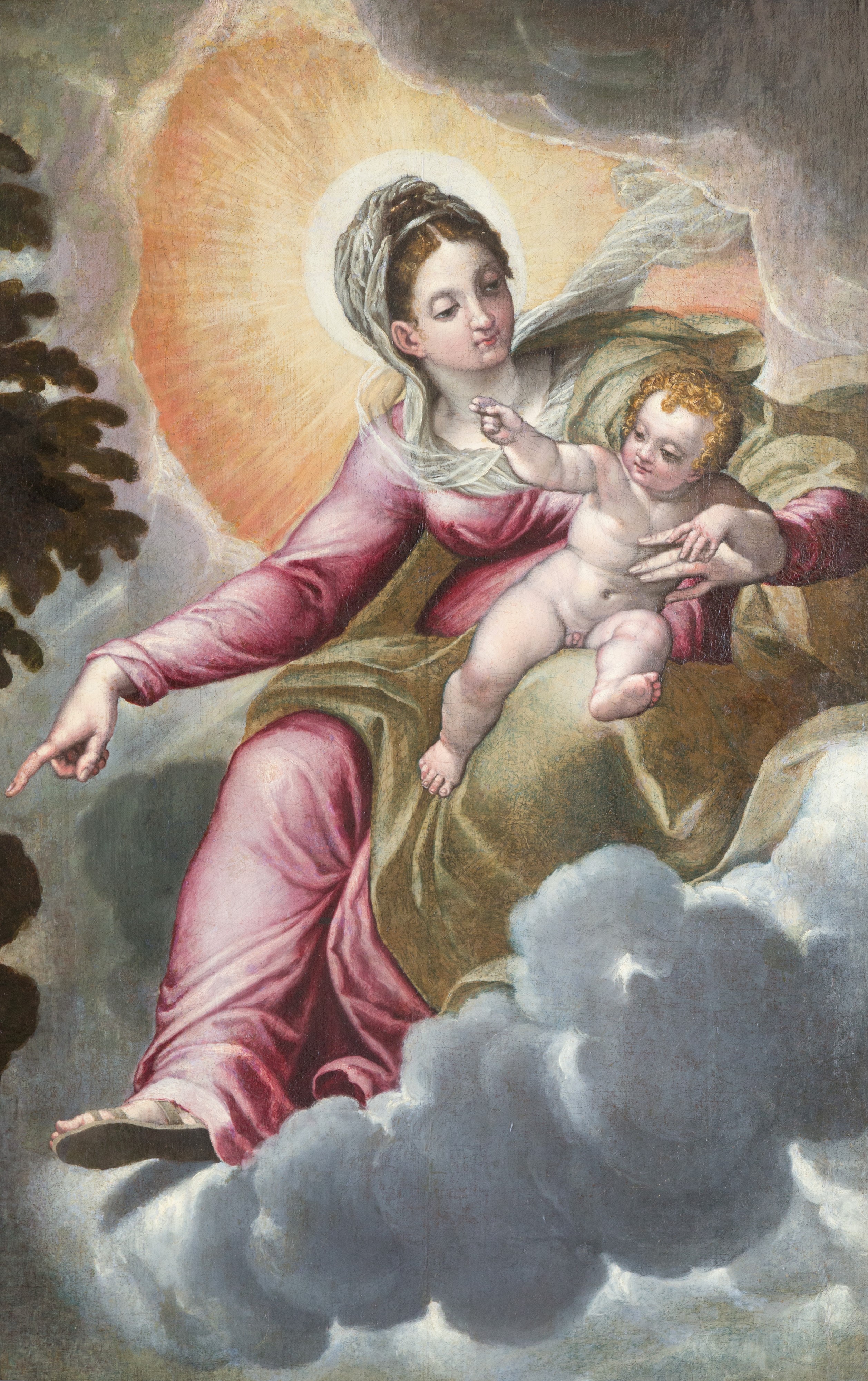 Dipinto "frati Domenicani in Adorazione della Vergine con il Bambino"