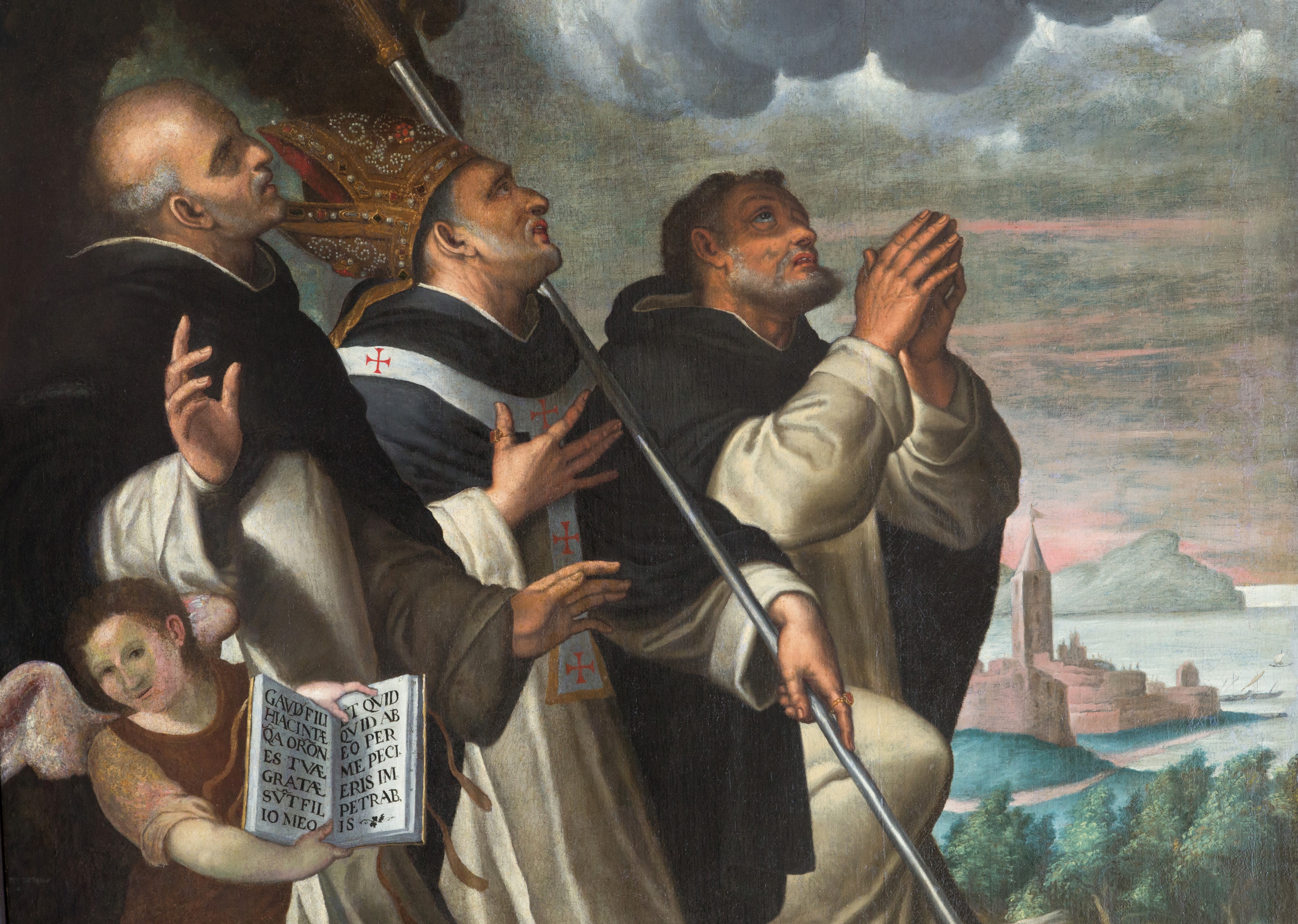 Dipinto "frati Domenicani in Adorazione della Vergine con il Bambino"