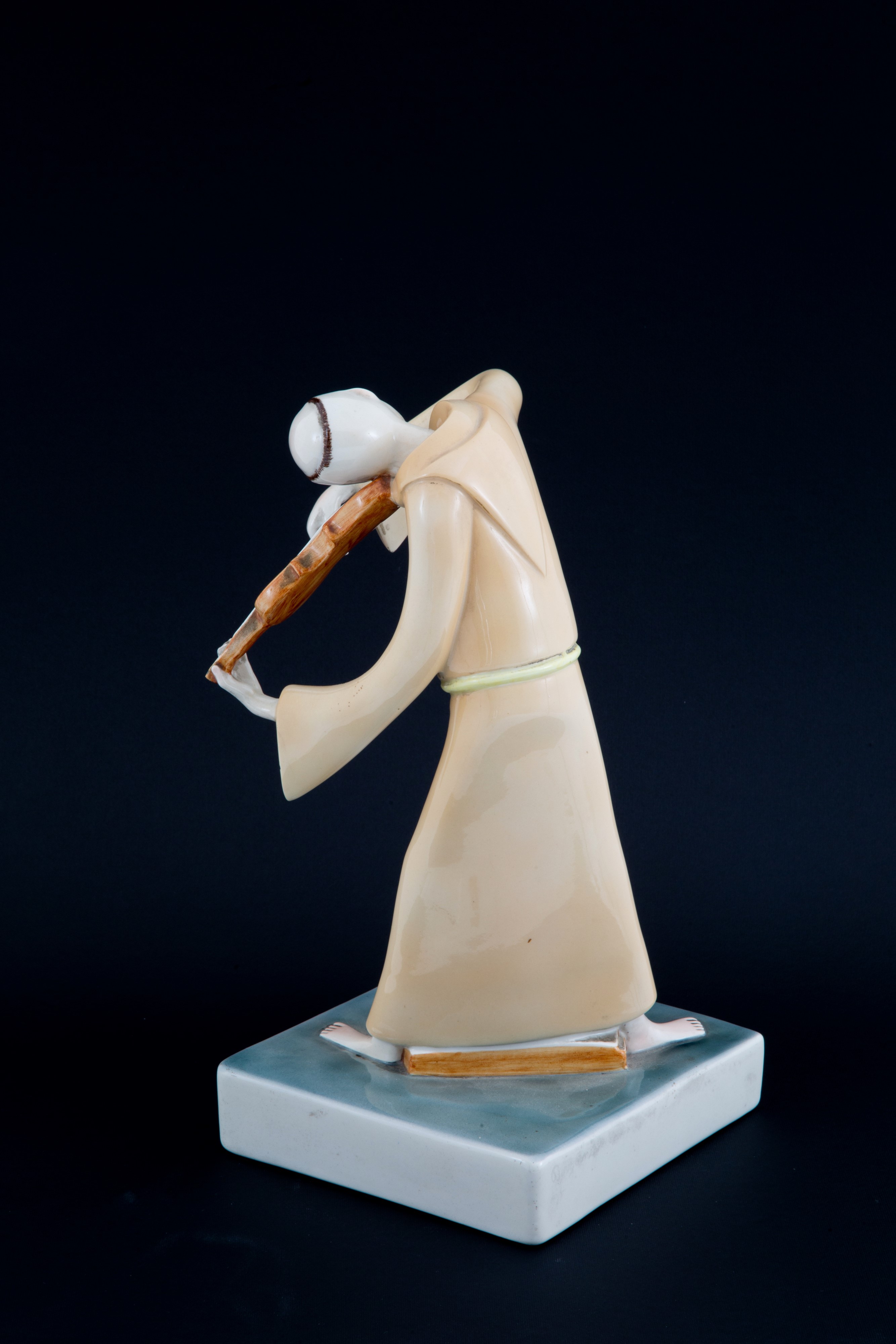 Lino Berzoini - Scultura in Ceramica "frate Violinista". Lenci