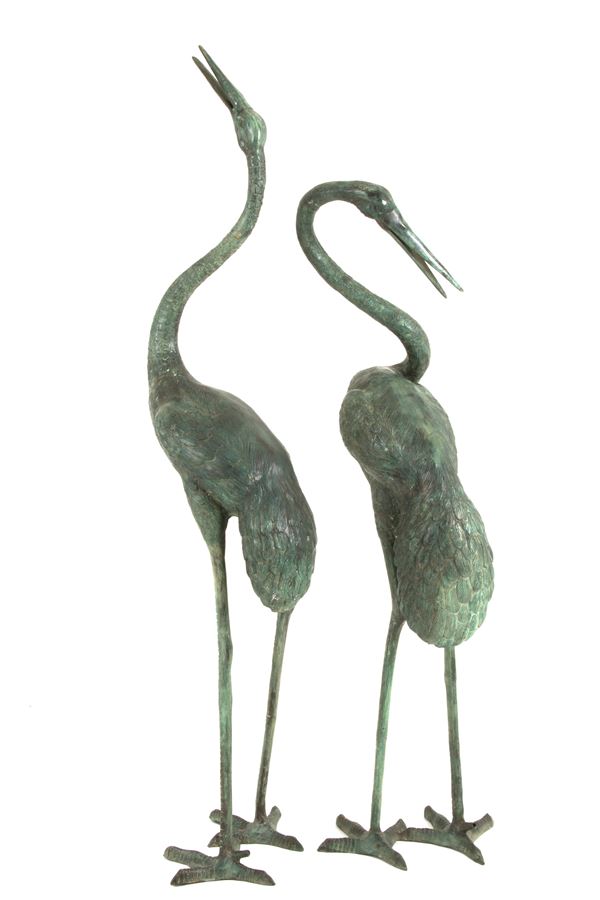 Coppia di sculture da fontana in bronzo "AIRONI"