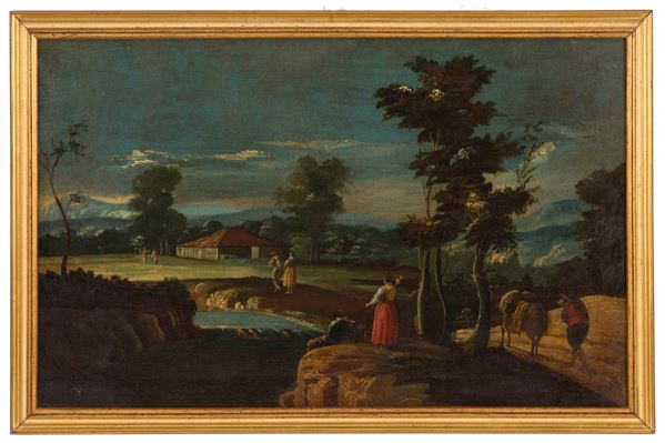 Painting 'ARCADIA LANDSCAPE WITH WATERFALL'