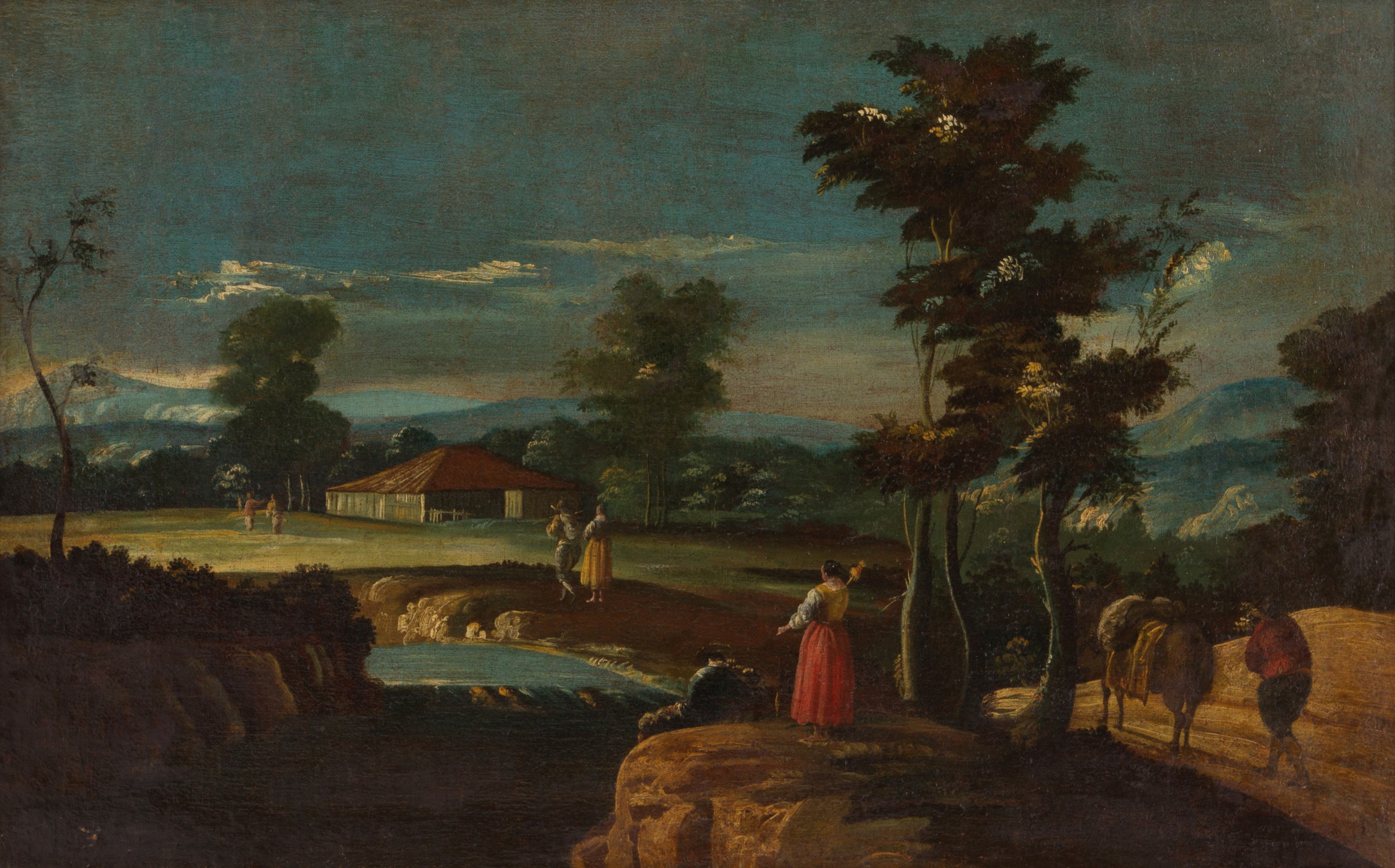 Dipinto 'PAESAGGIO ARCADICO CON CASCATA'