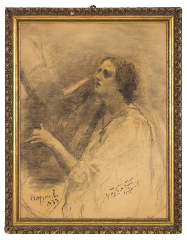 ERNESTO BAZZARO - Drawing "HARPIST"