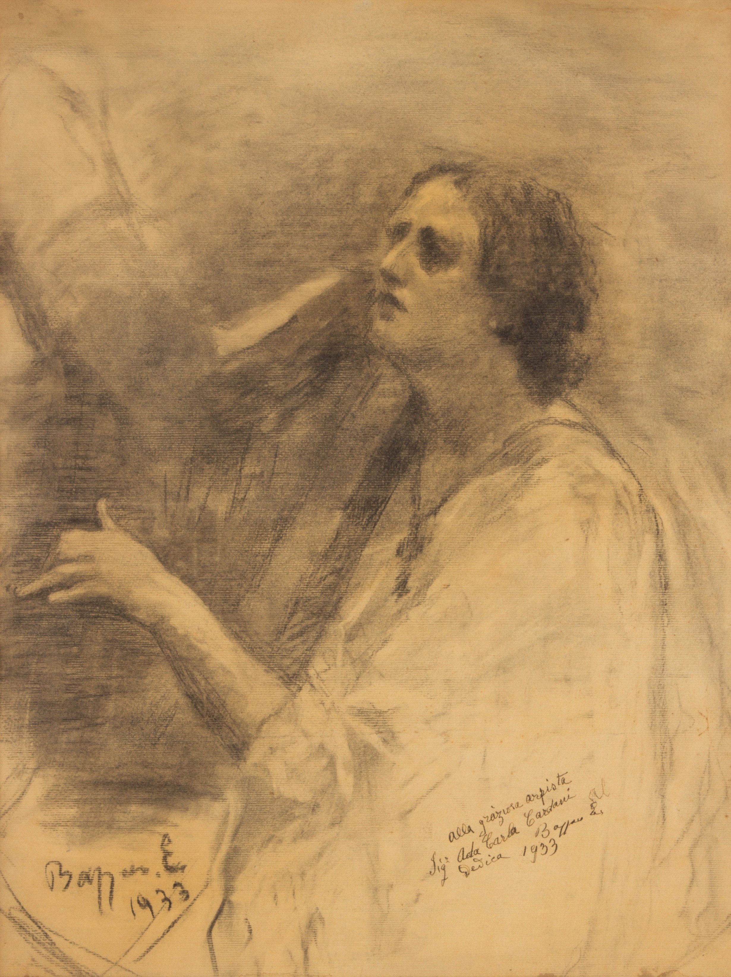 Ernesto Bazzaro - Disegno "arpista"