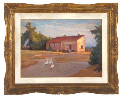 Dipinto "casolare con Oche"