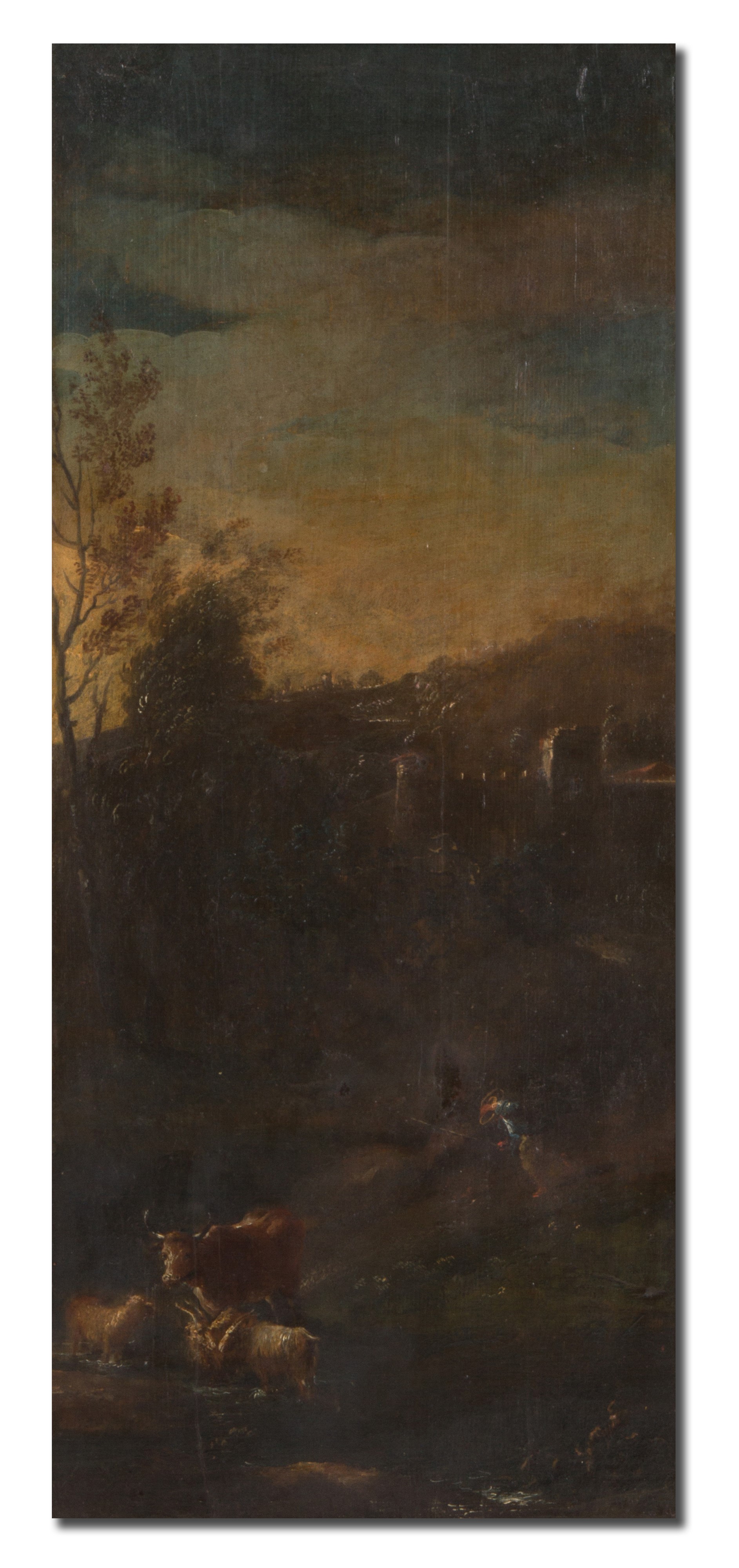Vittorio Amedeo Cignaroli - Dipinto "paesaggio con Pescatore e Animali"