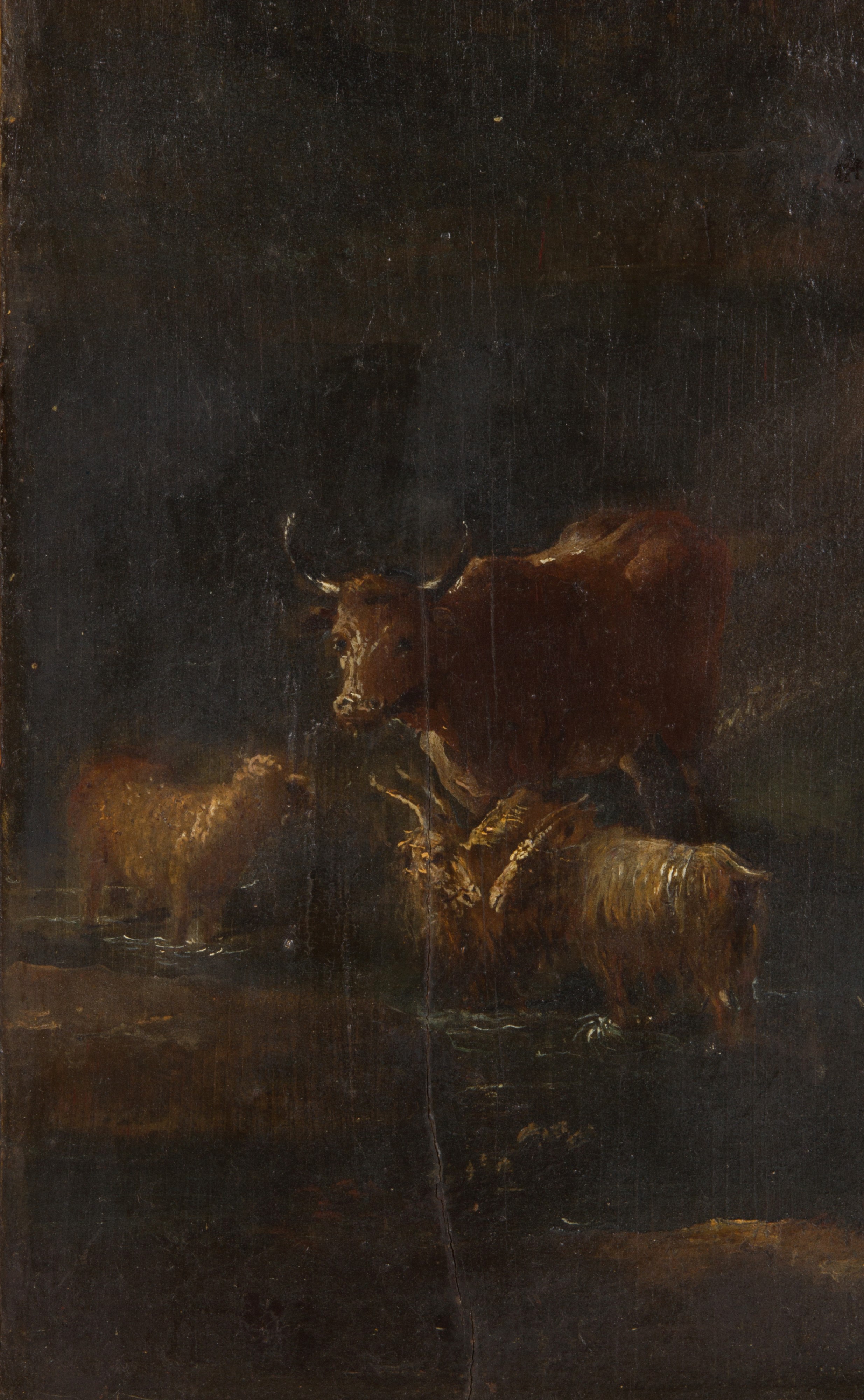 Vittorio Amedeo Cignaroli - Dipinto "paesaggio con Pescatore e Animali"
