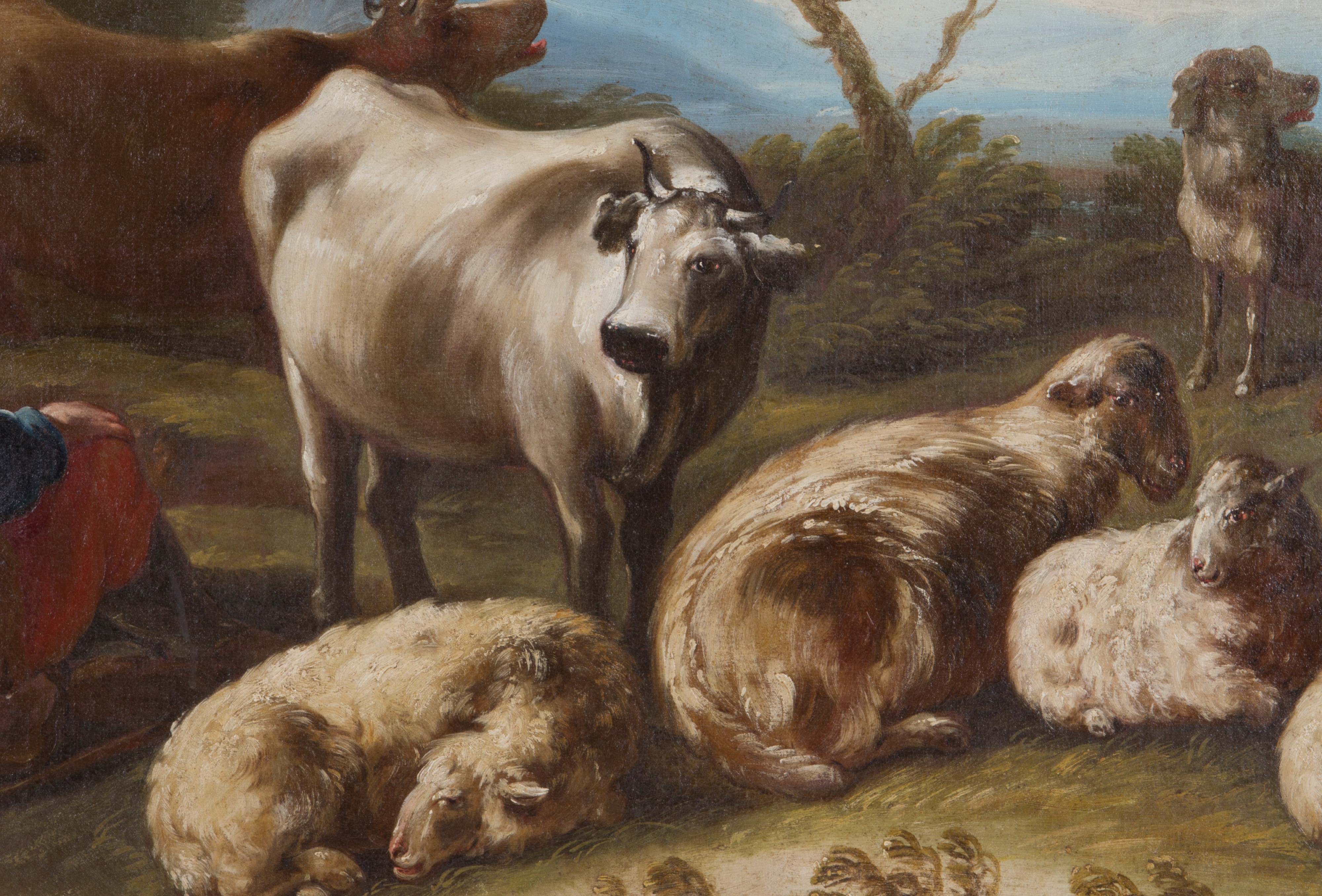 Dipinto "PASTORI A RIPOSO CON ARMENTI".