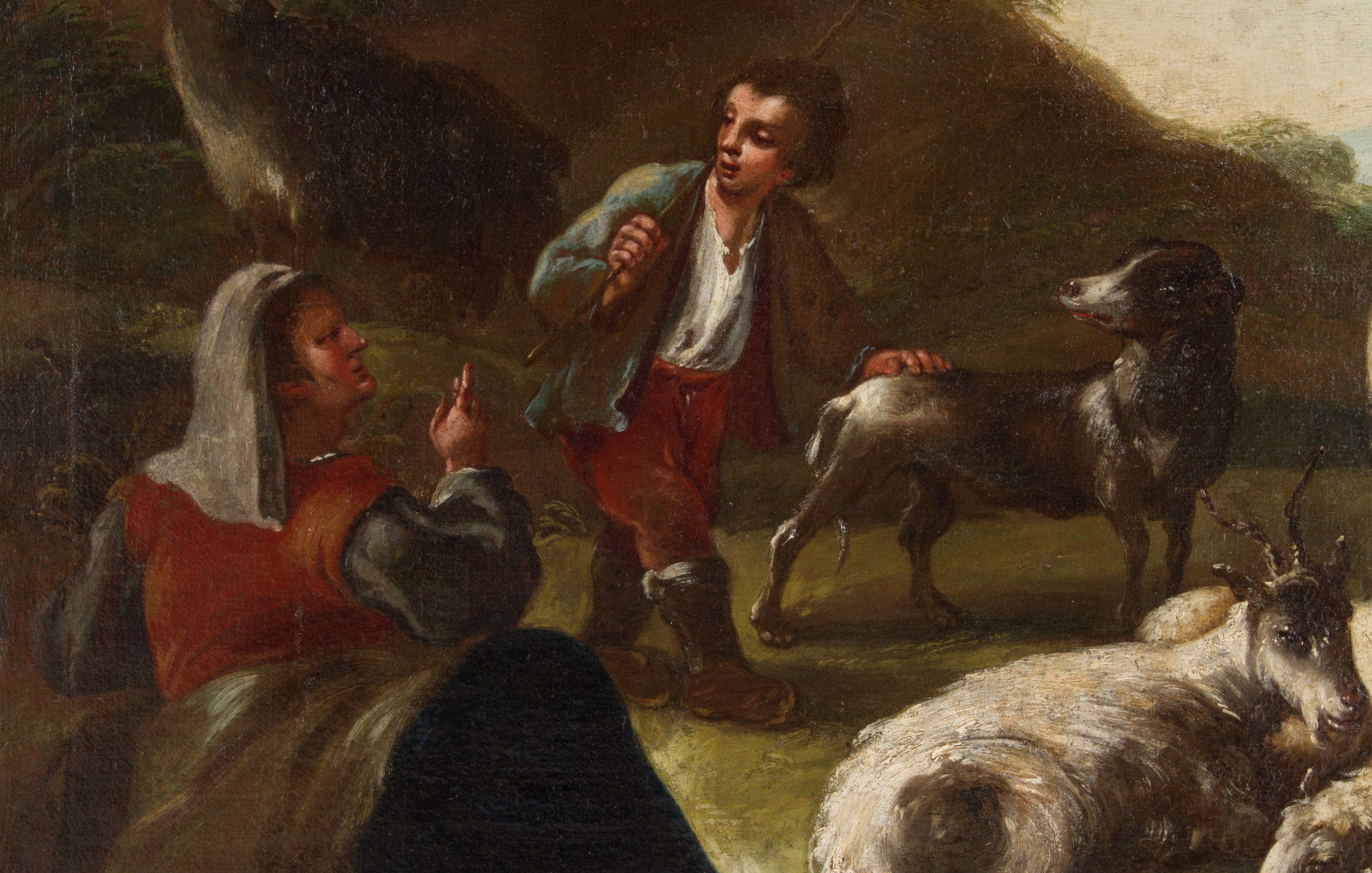 Dipinto "PASTORELLO CON CONTADINA E ARMENTI"