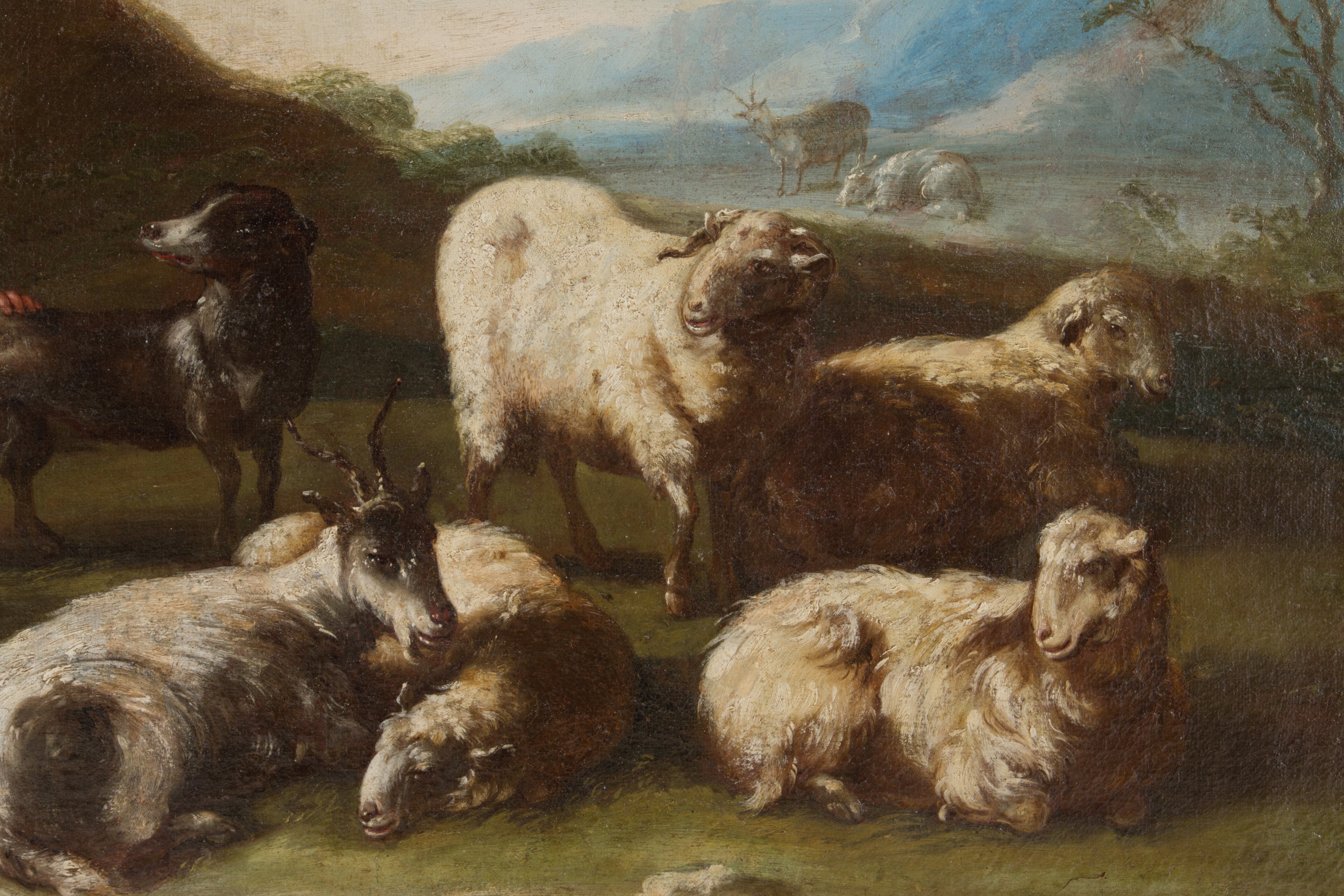 Dipinto "PASTORELLO CON CONTADINA E ARMENTI"