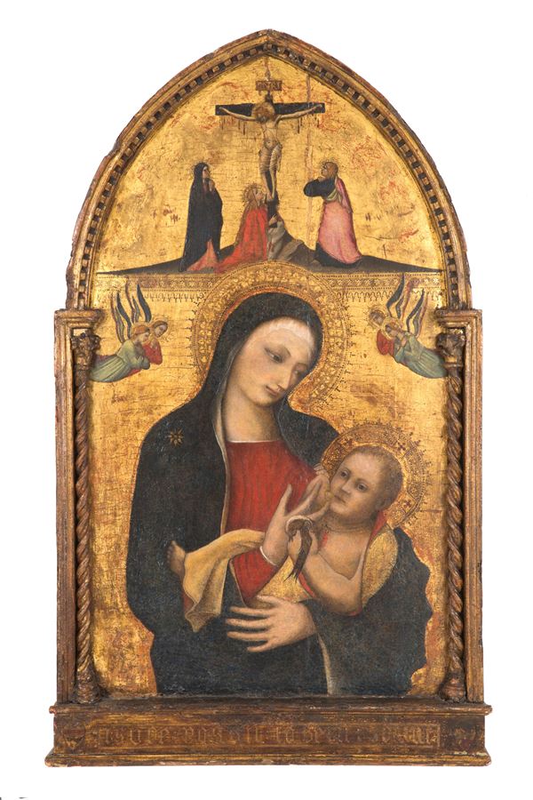 GIOVANNI DEL BIONDO - Dipinto "MADONNA DEL LATTE E CROCIFISSIONE"