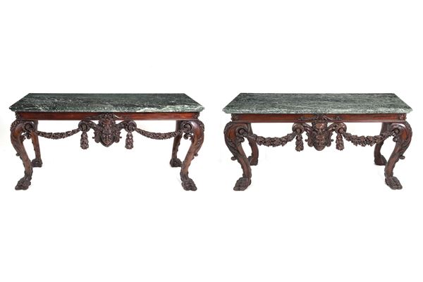 Pair of mahogany consoles