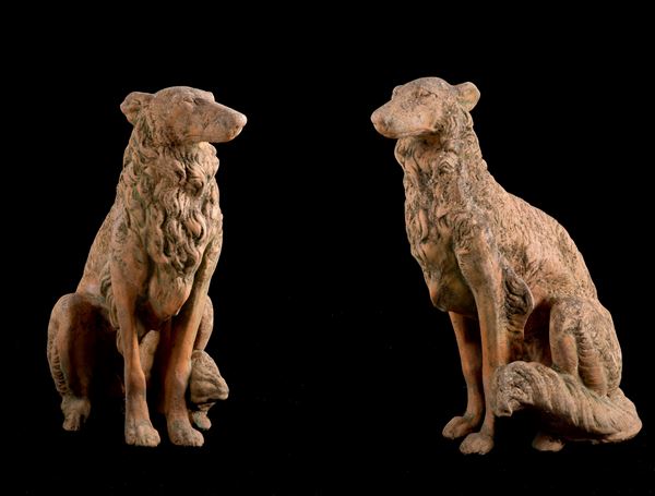 Coppia di sculture "CANI"