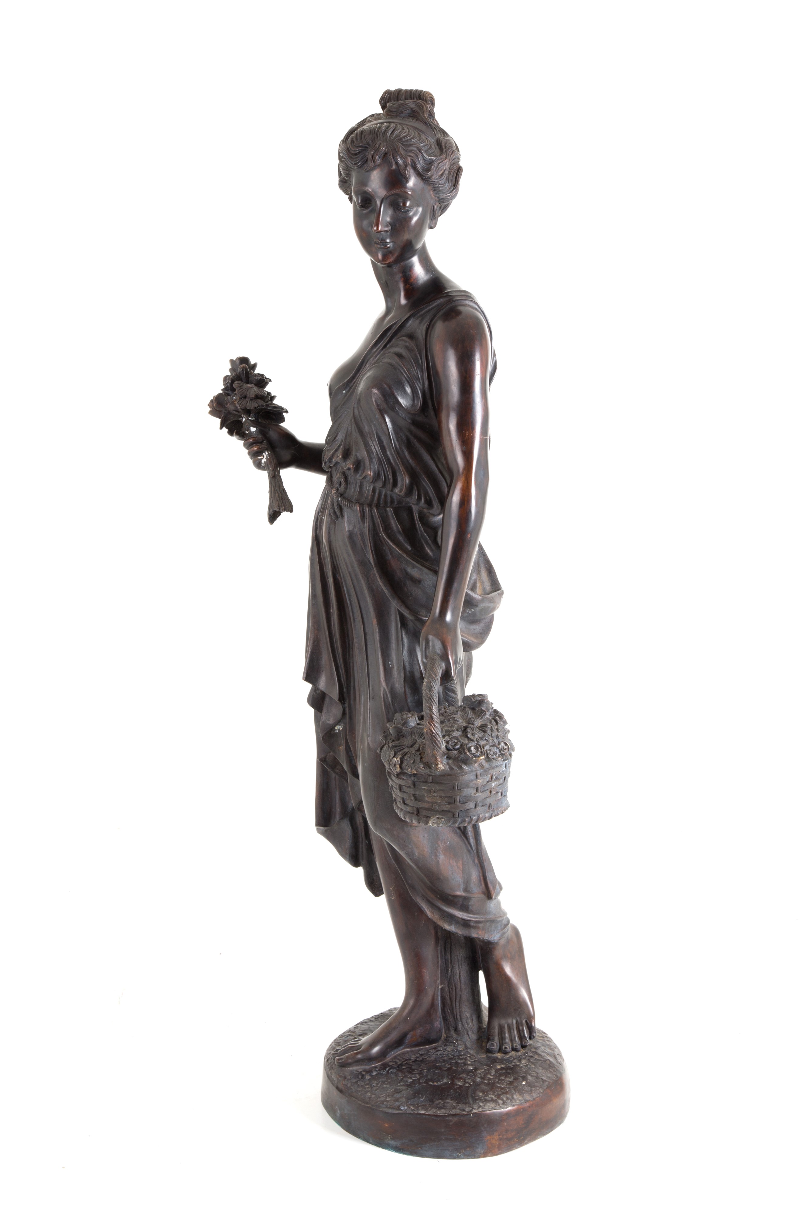 Antoine Bofill - Scultura in Bronzo "donna con Fiori e Cesta"