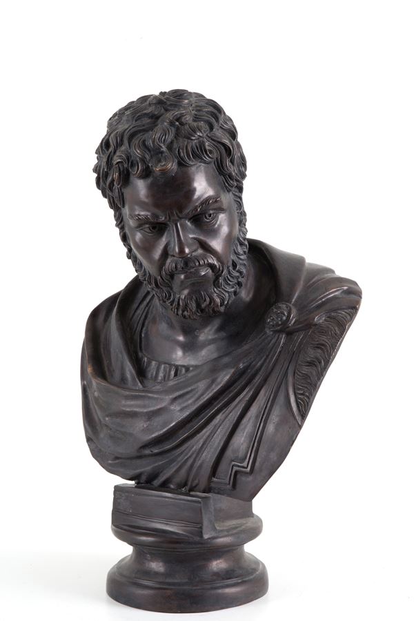 Scultura in bronzo "BUSTO DELL'IMPERATORE CARACALLA"