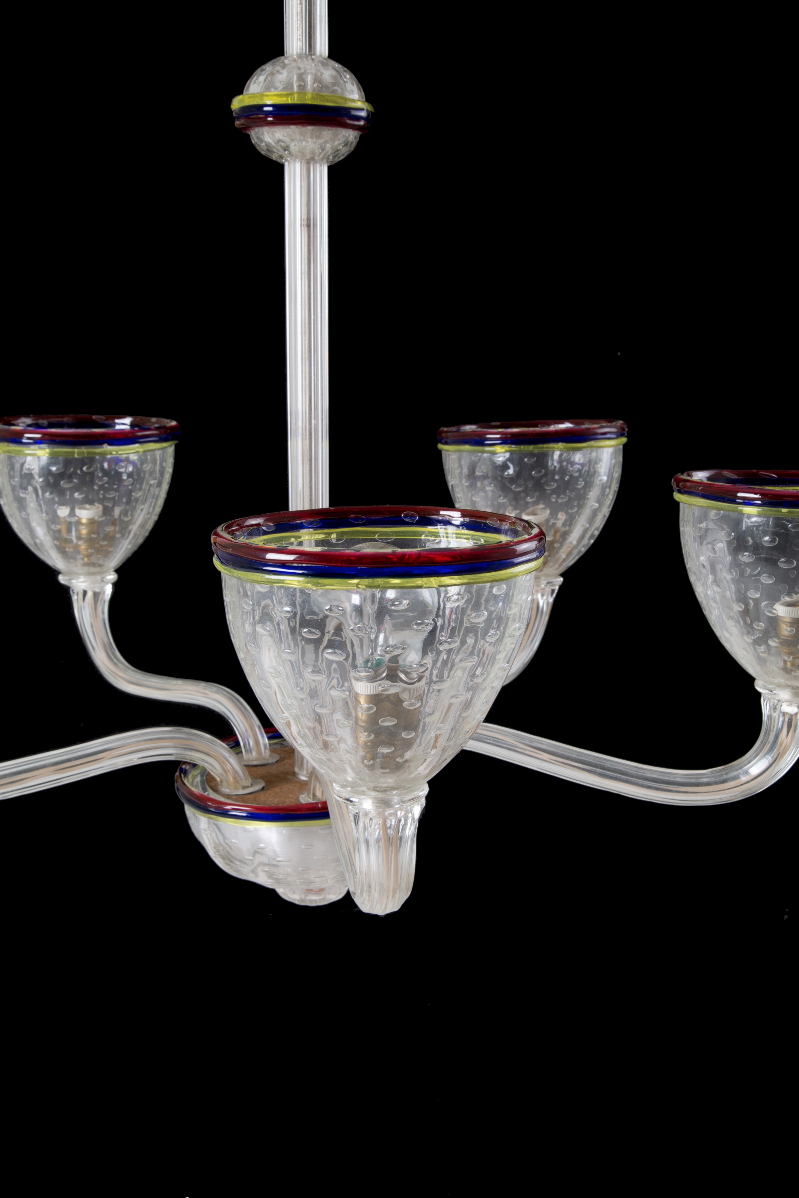Lampadario Cinque Bracci in Vetro