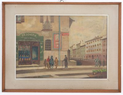 Dipinto "scorcio di Via Verziere, Milano"