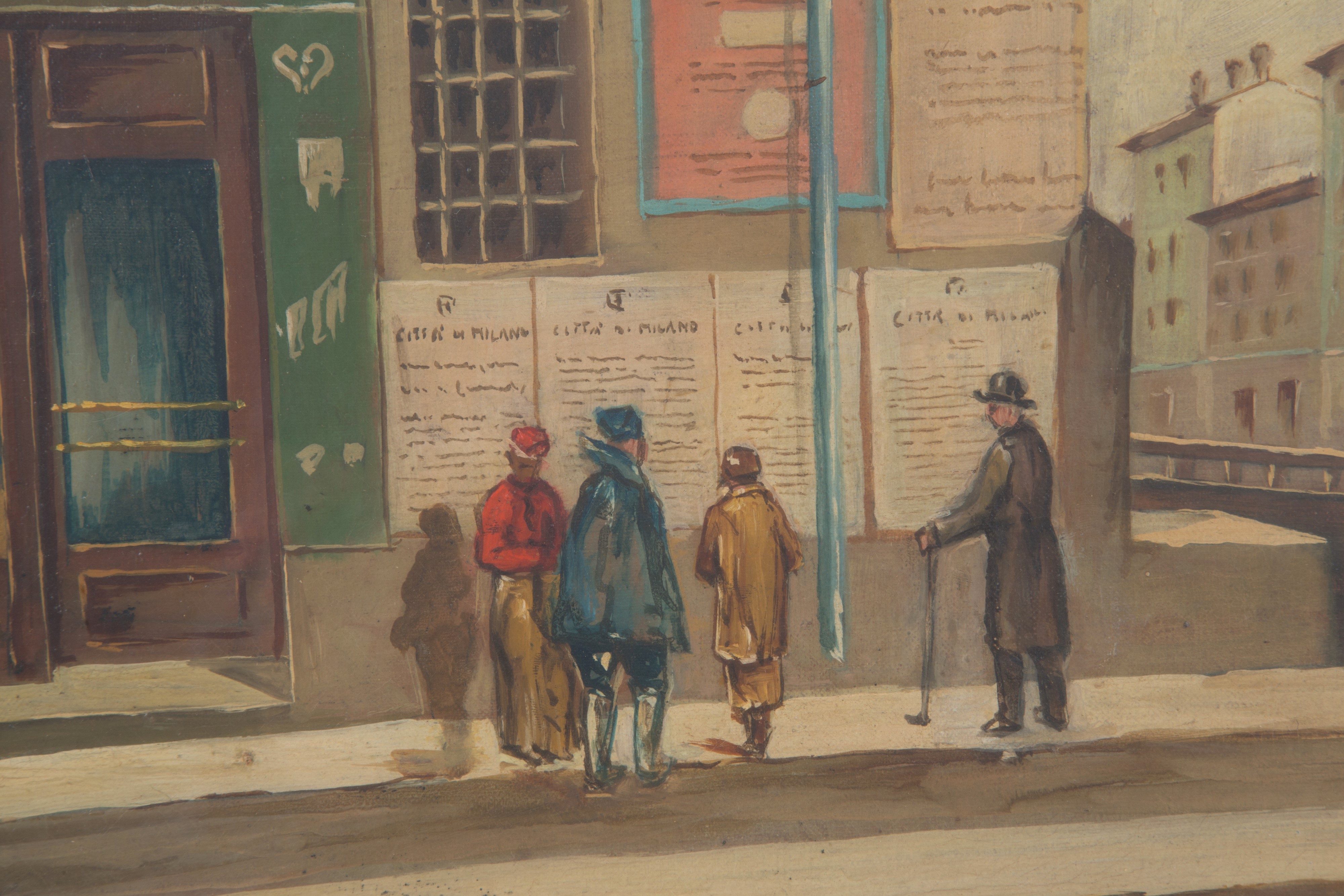 Arturo Ferrari - Dipinto "scorcio di Via Verziere, Milano"