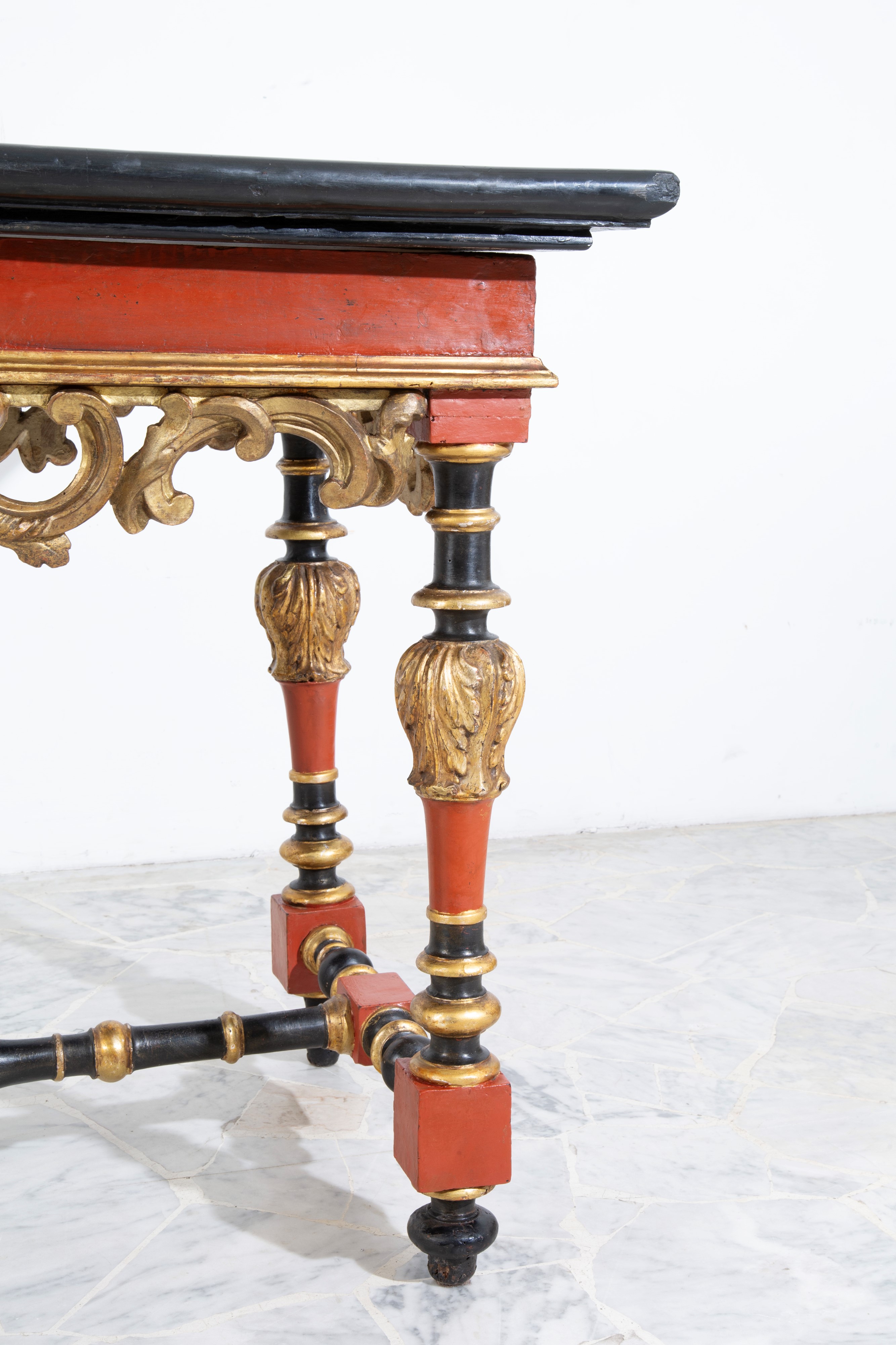 Tavolo da Parata con Piano in Ardesia e Scagliola