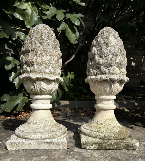 Pair of sculptures "PINE CONES"