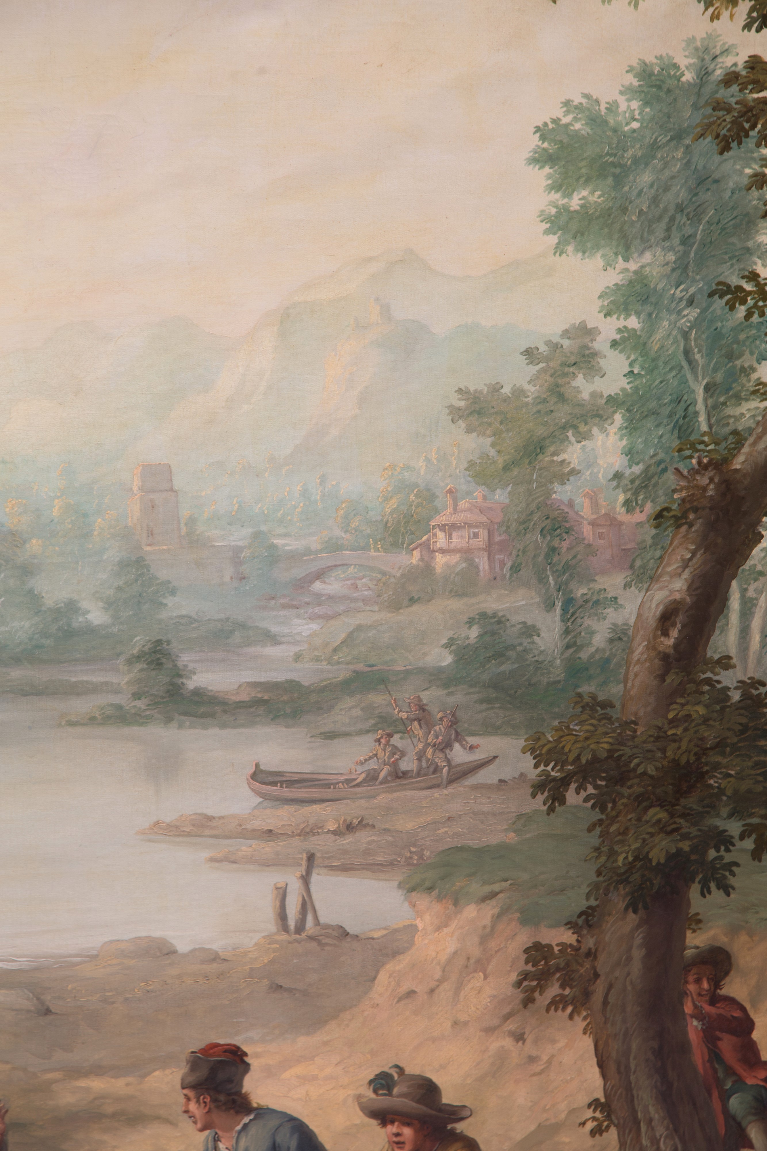 Luigi Rigorini - Trittico "paesaggio con Scena di Caccia alla Lepre"