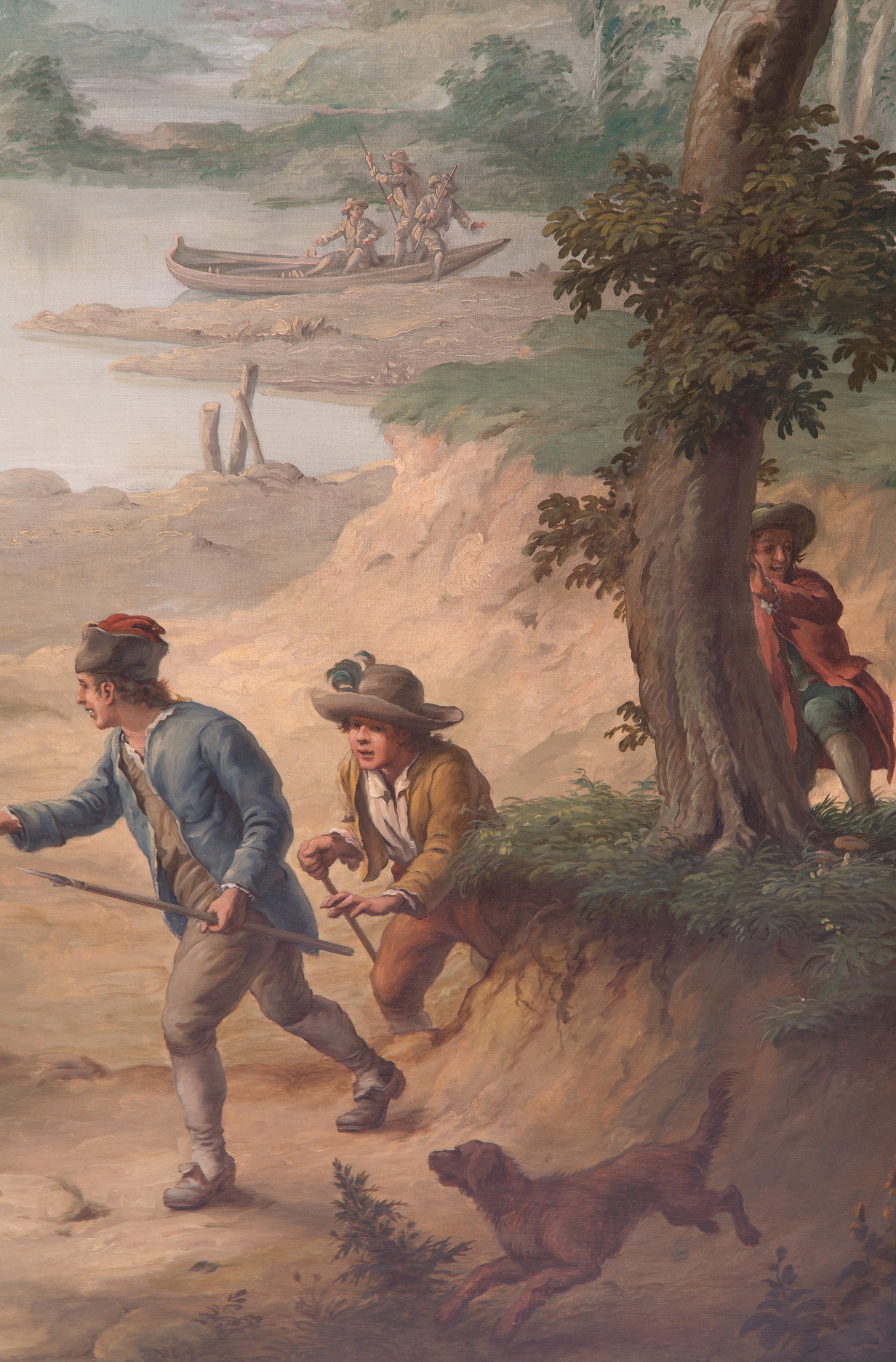 Luigi Rigorini - Trittico "paesaggio con Scena di Caccia alla Lepre"