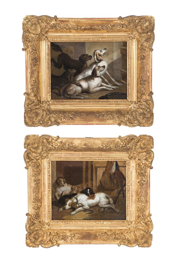 JOHN FREDERICK  TAYLER - Pair of paintings "DOGS"