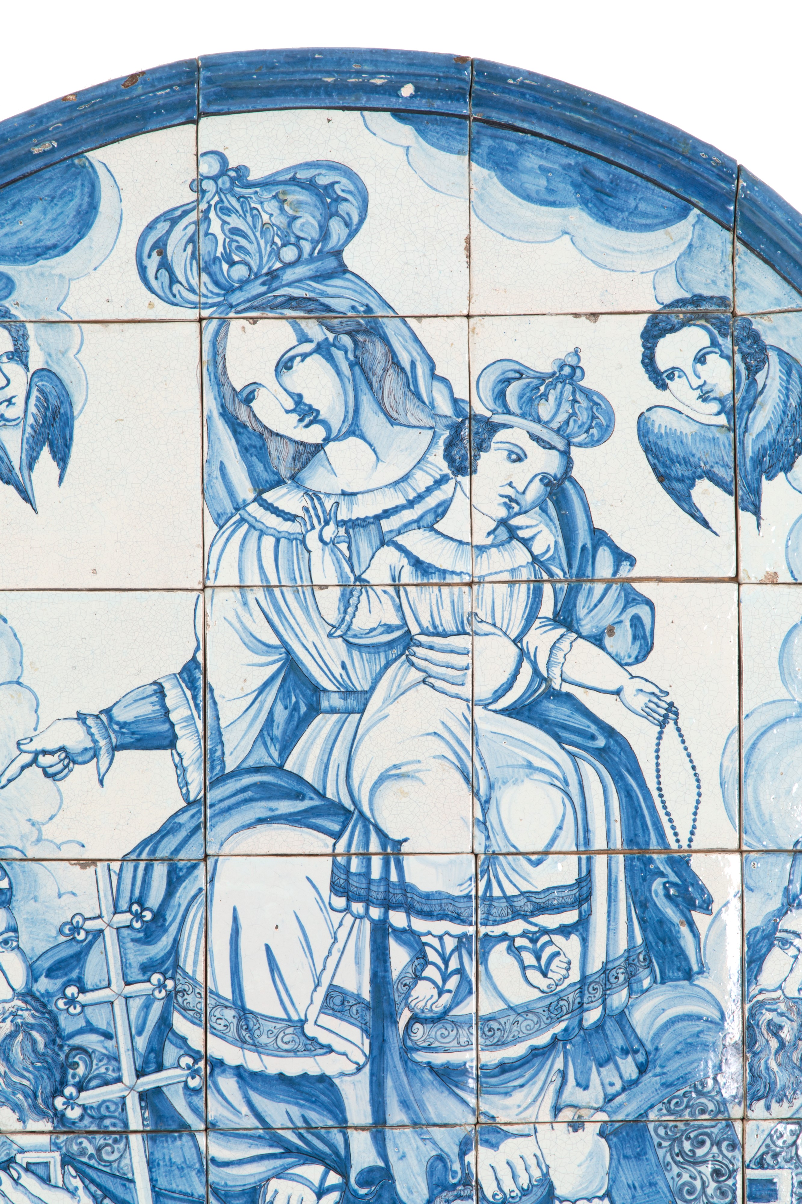 Placca in Maiolica "madonna con Bambino, Due Vescovi e Angeli"