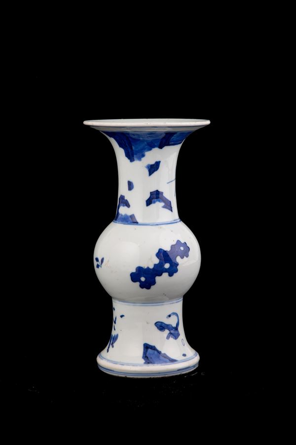 White and blue baluster vase