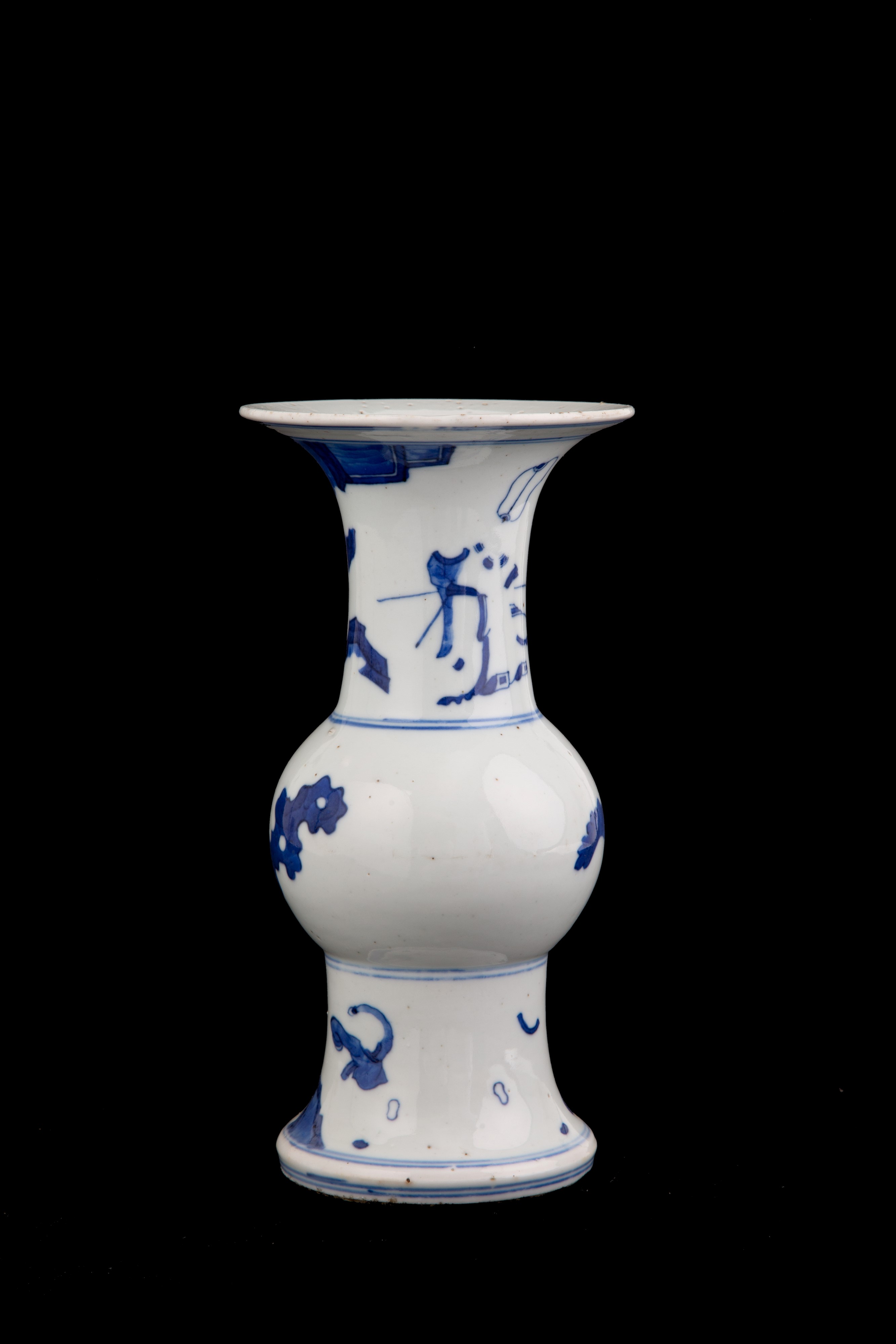 Vaso bianco e blu a balaustra