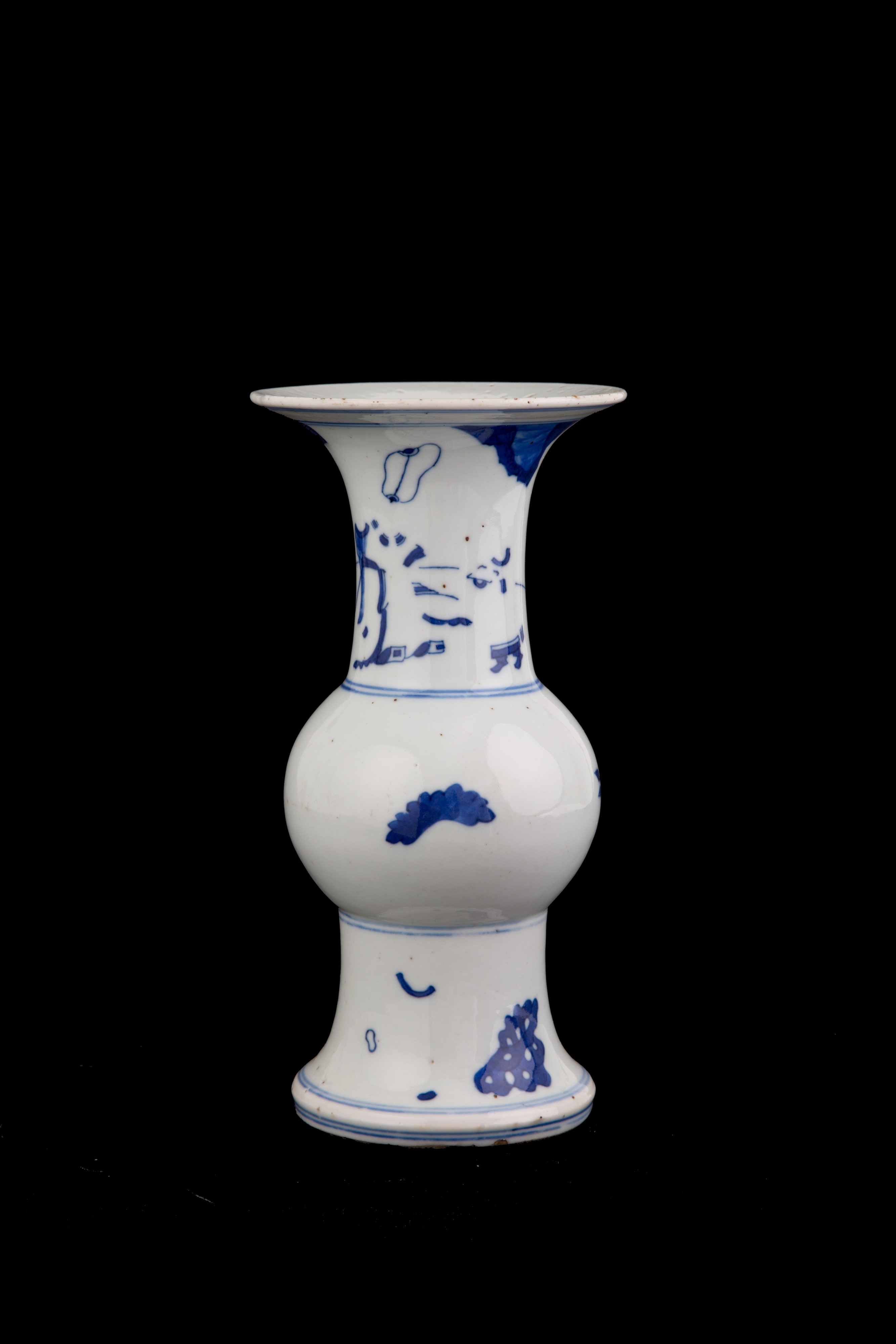 Vaso bianco e blu a balaustra